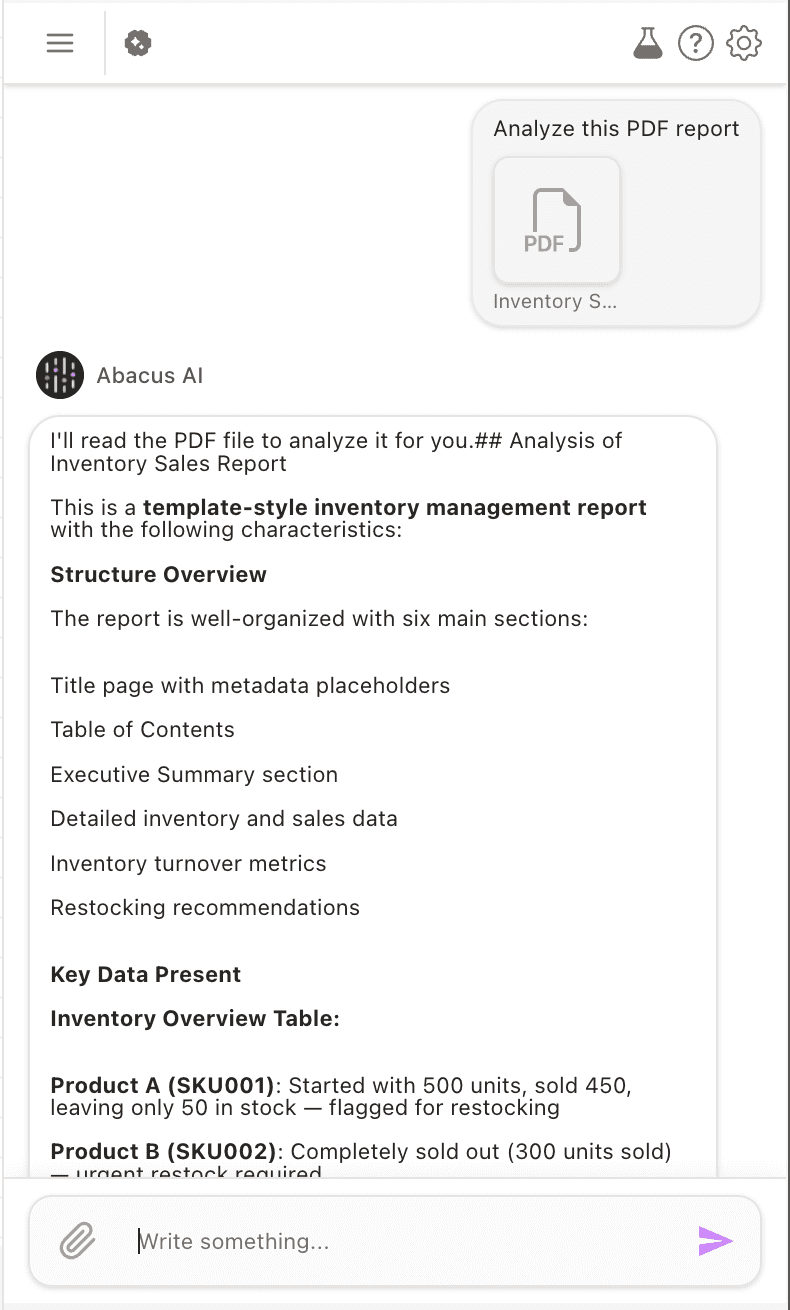 Screenshot analysis result with extracted insights and action items
