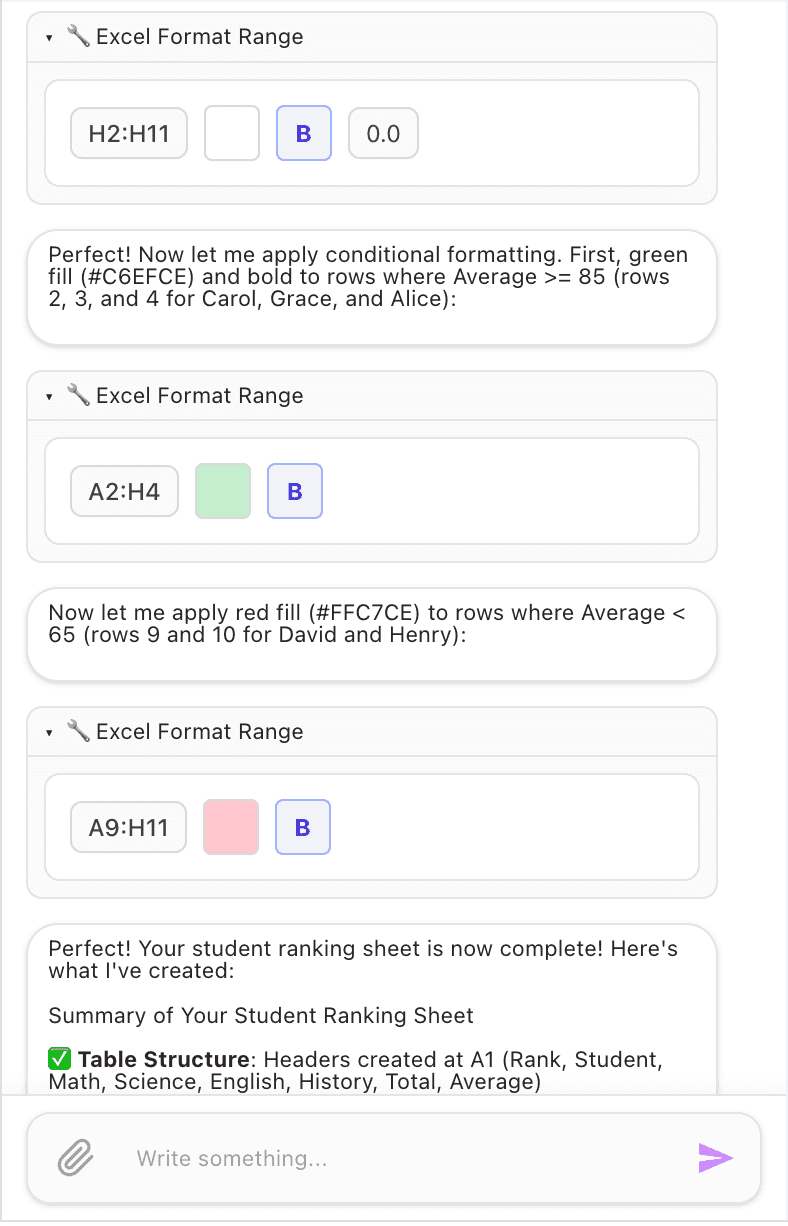 Formatting assistant applying style presets to tables and content