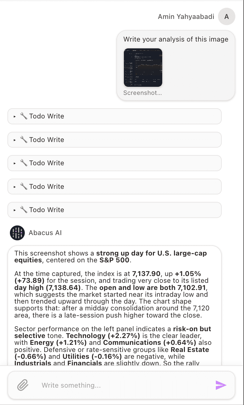 Screenshot analysis result with extracted insights and action items